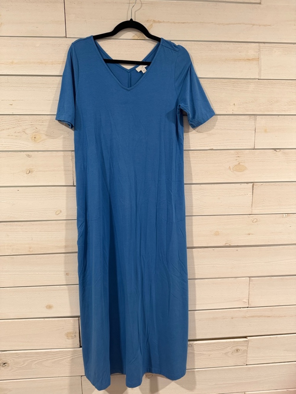 J. Jill Sky Blue V-Neck Short Sleeve Maxi Dress